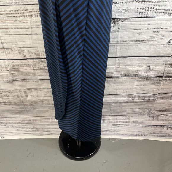 Lane Bryant Skirt size 14 16 Black Blue Striped Slinky Long Faux Wrap Modest - Picture 10 of 13